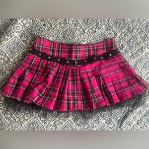 Pink plaid skirt